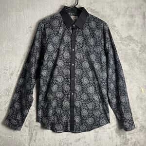 Vintage Express Mens Patterned Button Down Dark Academia Grunge Size Medium Slim